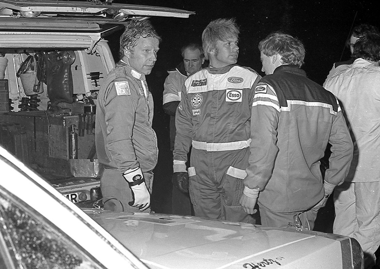 Hannu Mikkola and Roger Clark and Peter Ashcroft on the 1978 Welsh Rally
